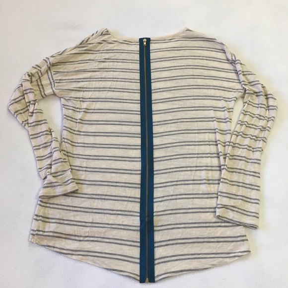 Pink Rose S long sleeve grey stripe zip back top - Picture 2 of 7